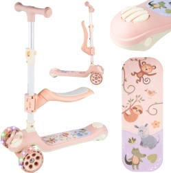 Children's scooter with seat and pinwheel, pink