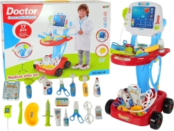 Liječnički kolica sa stolićem i EKG-om, 17-dijelni dječji set