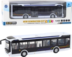Metal city bus with lights and sounds 1:42 white