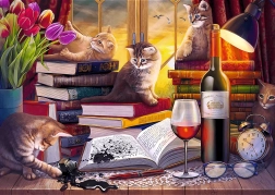 Puzzle 2000 – mačja večer trefl