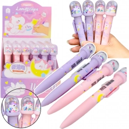 Kugličasta olovka sa sjajnom kupolom i figuricom jednoroga s plavom tintom