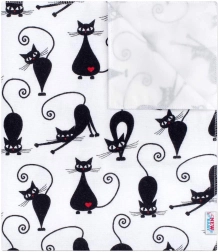 Vodonepropusna flanelska podloga za bebe NEW BABY bijela s crnom mačkom