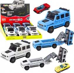 terensko vozilo s skrivenim autićem i lansirnom rampom, svjetlo i zvuk – bijela/ plava