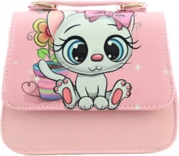 Dječja torbica s motivom mačkice, ružičasta, sjajna