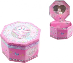 Ružičasta glazbena kutija za nakit s balerinom i zrcalcem