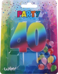 Rođendanska svijeća broj 40 duginih boja