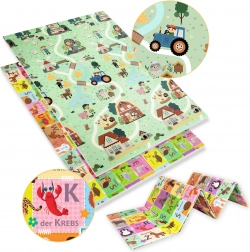 Dvostruka sklopiva XPE edukativna pjenasta podloga 120 × 180 s njemačkom abecedom i motivom farme Humbi