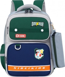 Školski ruksak s motivom dinosaura i pernicom sivi 16L