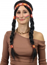 perika Indijanka Ribana s pletenicama za odrasle