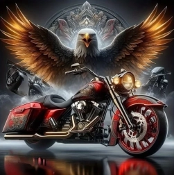 Dijamantno slikanje motocikl s orlom 30 × 40 cm