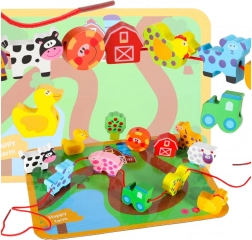 Drvena navlaka farma – edukativni set s pločom i životinjama