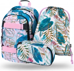 Set BAAGL Skate Leafs: ruksak, pernica i vrećica