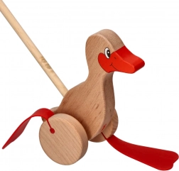 Drvena patka na guranje za djecu