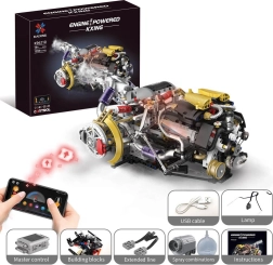 Građevinski set motora s USB-om, LED svjetlom i efektom dima (1394 dijela)