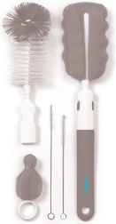 BabyOno brush for cleaning bottles and pacifiers with interchangeable handle, gray