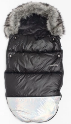 Luksuzna zimska vreća za bebu s krznom Shine New Baby crno‑srebrna