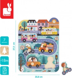Janod - Drvene puzzle U gradu, 6 dijelova, 18 mjeseci +