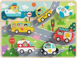 Tooky Toy drvena Montessori umetaljka – prometna sredstva (7 dijelova)