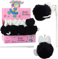 Gel olovka s crnom pompon kuglicom, plava tinta 17 cm 0,5 mm