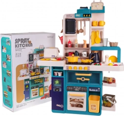 Dječja interaktivna kuhinjica s parom, svjetlima i zvukovima, 80 dijelova – Plava