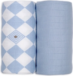 Lodger swaddler od organskog pamuka 110 × 110 cm, blue fogg - 2 komada