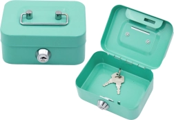 Zaključana metalna kasica s dva ključa - tirkizna
