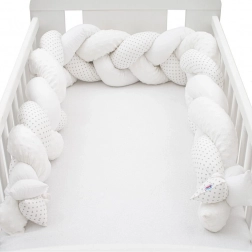 Pletena zaštitna ogradica za krevetić, pletenica NEW BABY Minka i Točkice, siva