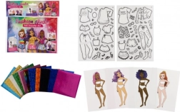 Kreativni set modna dizajnerica s folijskim slikama