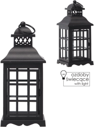 Prazna lanterna s vratima i rešetkom – crna