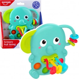 Senzorička zvečka slon zelena s pomičnim elementima