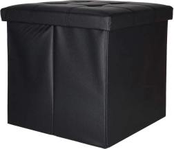 Sklopivi tabure s prostorom za pohranu od eko kože 38 × 38 × 36 cm, crni