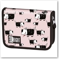 Školska pernica s dvjema preklopima, ružičasta BAMBINO sa psima