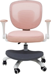 Pink children's swivel desk chair with adjustable footrest