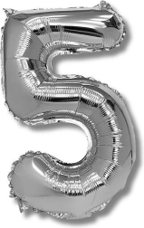 Foli balon broj 5, 40 cm, srebrni