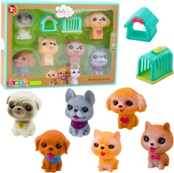 Rubber dog figurines with sound - set of 6 pcs