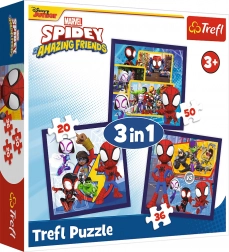 Puzzle Spidey: pauci i dinosauri 3u1 (20, 36 i 50 dijelova)