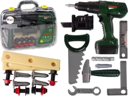 Dječji set alata s kovčegom i zelenom bušilicom na baterije
