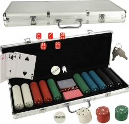 Poker set u srebrnom kovčegu s 500 žetona i 2 špila karata