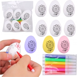 set polistirenskih uskršnjih jaja za bojanje s flomasterima, cvjetni uzorak, 6 kom