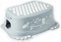 Dječja protuklizna klupica za kupaonicu s sovićem – siva