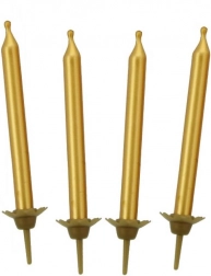 Zlatne rođendanske svjećice 5 cm GODAN (10 kom) s postoljima