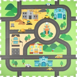 Pjenasta edukativna podloga 120 × 120 cm – gradske ulice, 4 dijela HUMBI