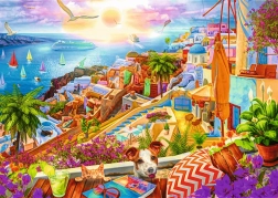 Puzzle TREFL Premium Plus Tea Time – posjet Santoriniju, 1000 dijelova