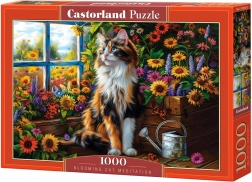 Puzzle od 1000 dijelova mačka među cvijećem