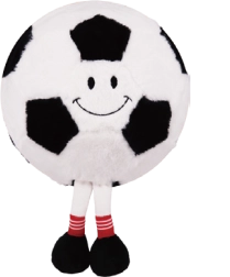 Plush inflatable soccer ball with face, 15 cm