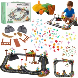 Magnetski trkaći set autodroma, 153 dijelova, sa svjetlećim vozilom