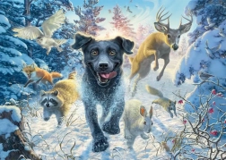Puzzle Labrador u snijegu 1000 dijelova