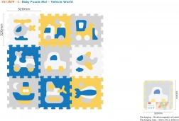 Pjenasta puzzle podloga s prometnim sredstvima 9 kom, EVA, 3D slaganje za djecu 10m+