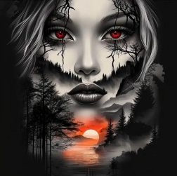 Dijamantno slikanje lice u planinskom krajoliku 30 × 40 cm