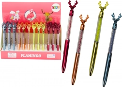 Kuglična olovka s jelenom s kristalićima, plava ili crna tinta, vrh 0,7 mm